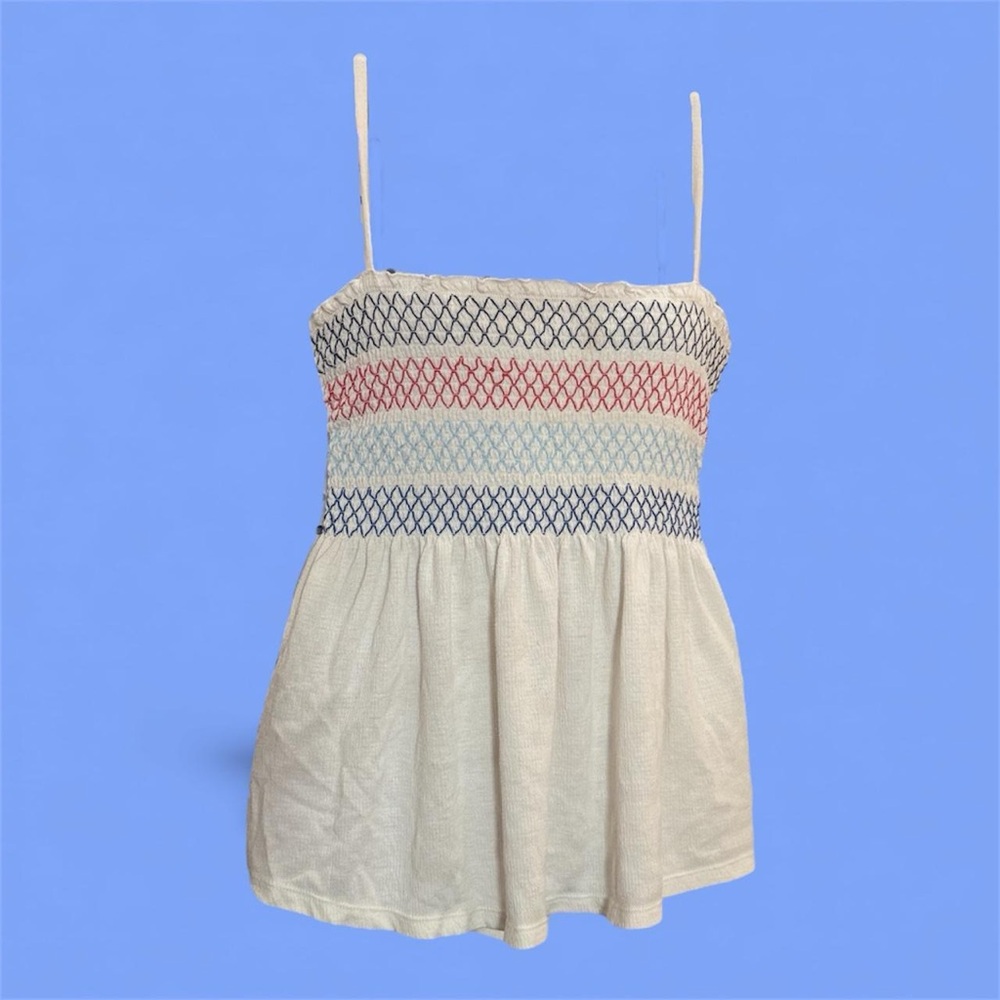 Elegant Cream and Blue Women's Top
